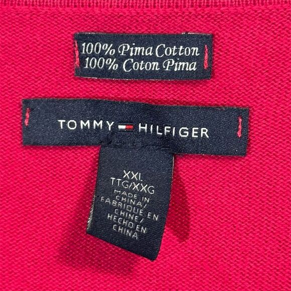Tommy Hilfiger Women’s XXL Sweater Hot Pink Gray Argyle V-Neck 100% Pima Cotton - Picture 7 of 9